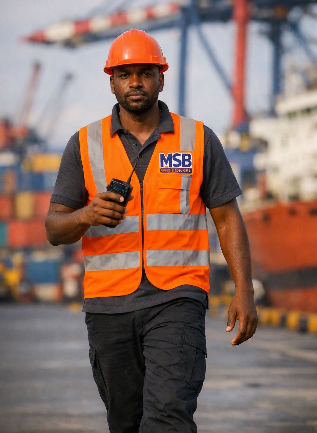 Agent Mega Shipping Benin sur le terrain au port de Cotonou